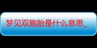 梦见双胞胎是什么意思_梦见双胞胎好不好-周公解梦